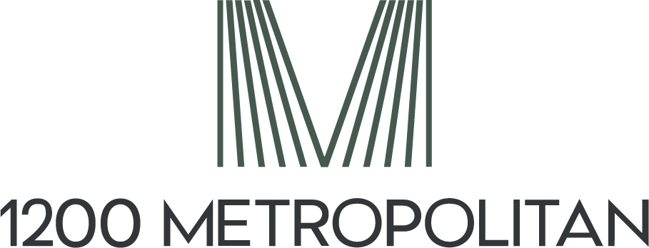 Logo with stylized letter M made of vertical lines above the text '1200 METROPOLITAN'.