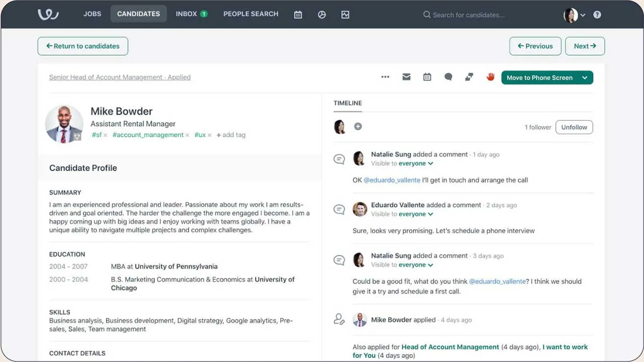 Workable dashboard