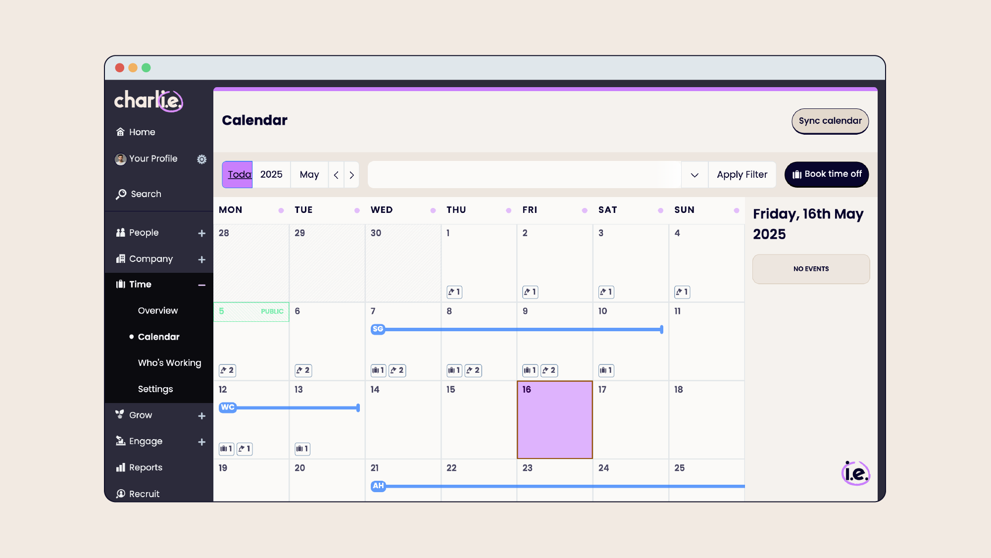 CharlieHR calendar view