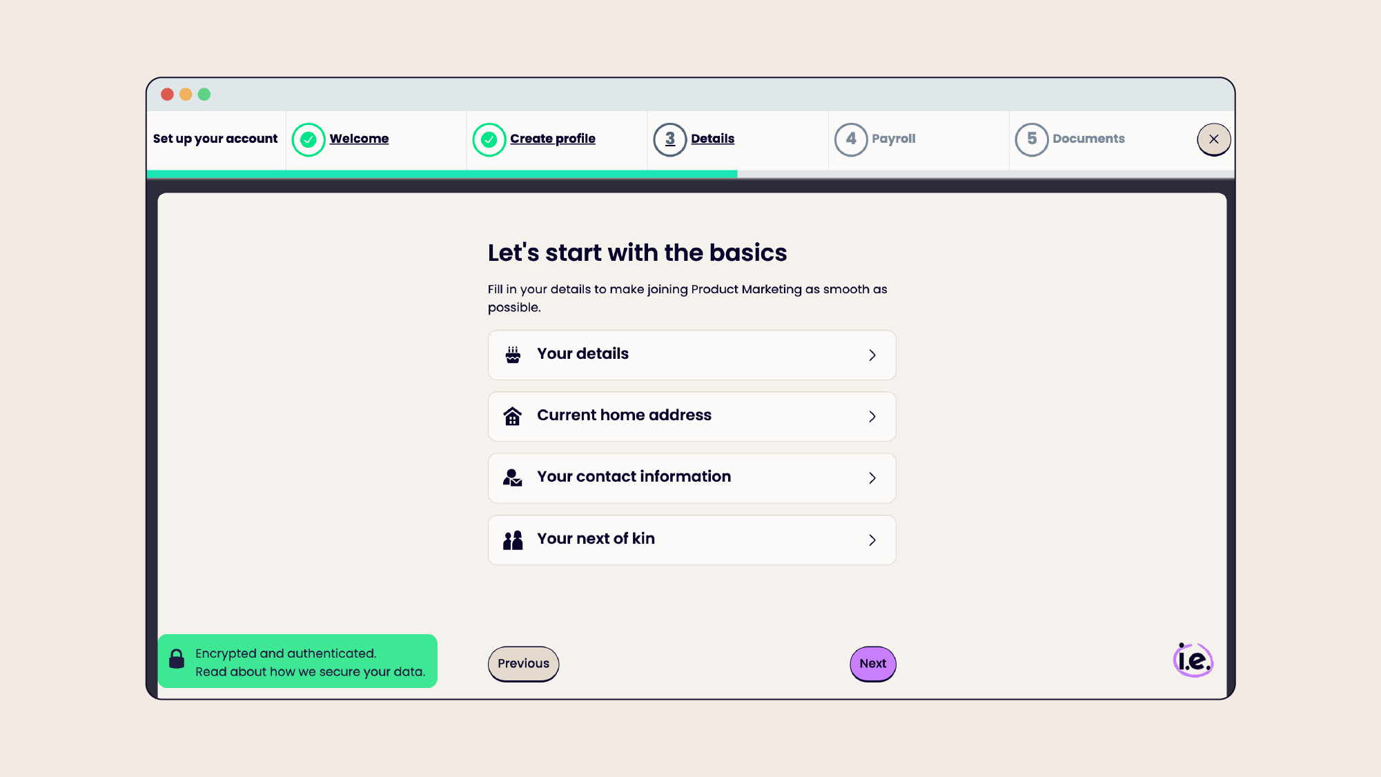 CharlieHR onboarding details