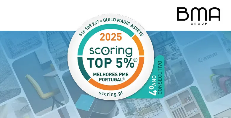 BMA Group Lisboa has been distinguished for the 4th consecutive year with the SCORING TOP 5% Best SMEs of the Sector certification in Portugal for 2025.