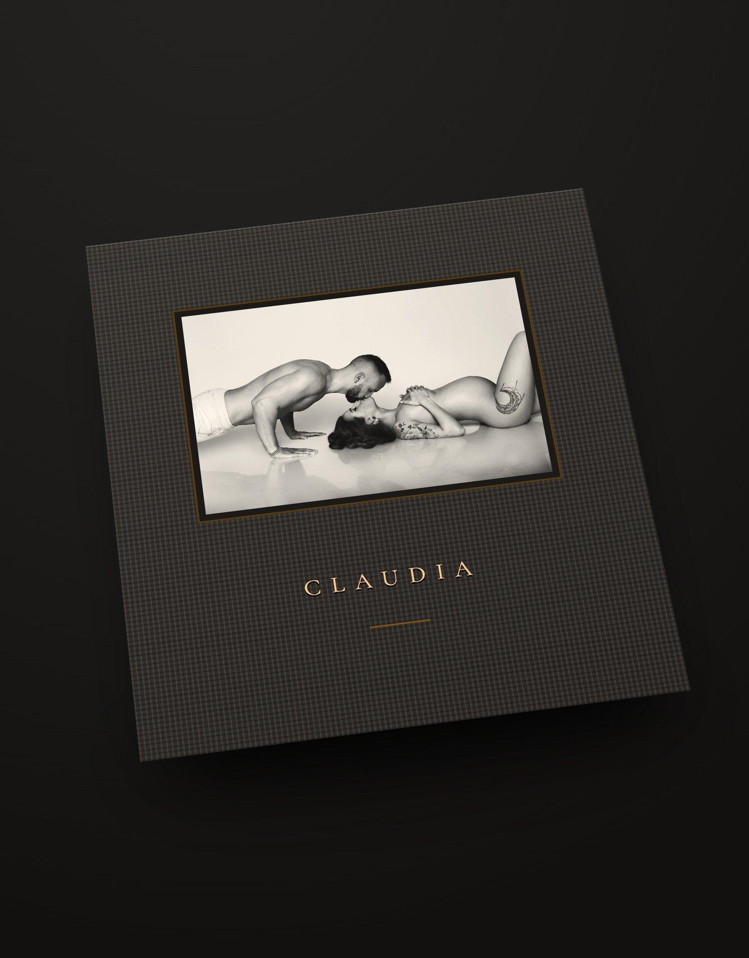 Copertina di album in lino con titolo in oro