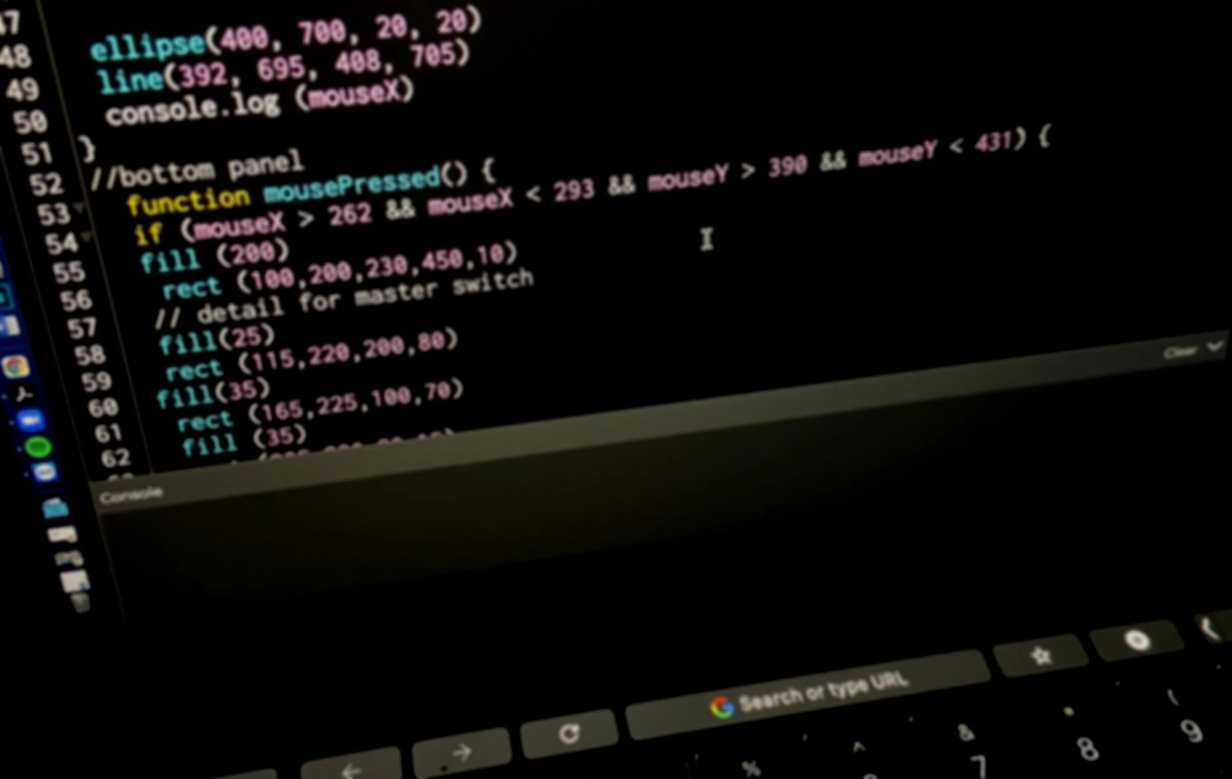 Student coding project displayed on a laptop screen