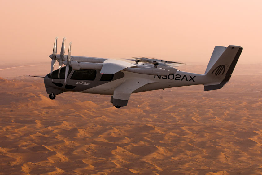 Archer Midnight eVTOL aircraft in flight over the UAE