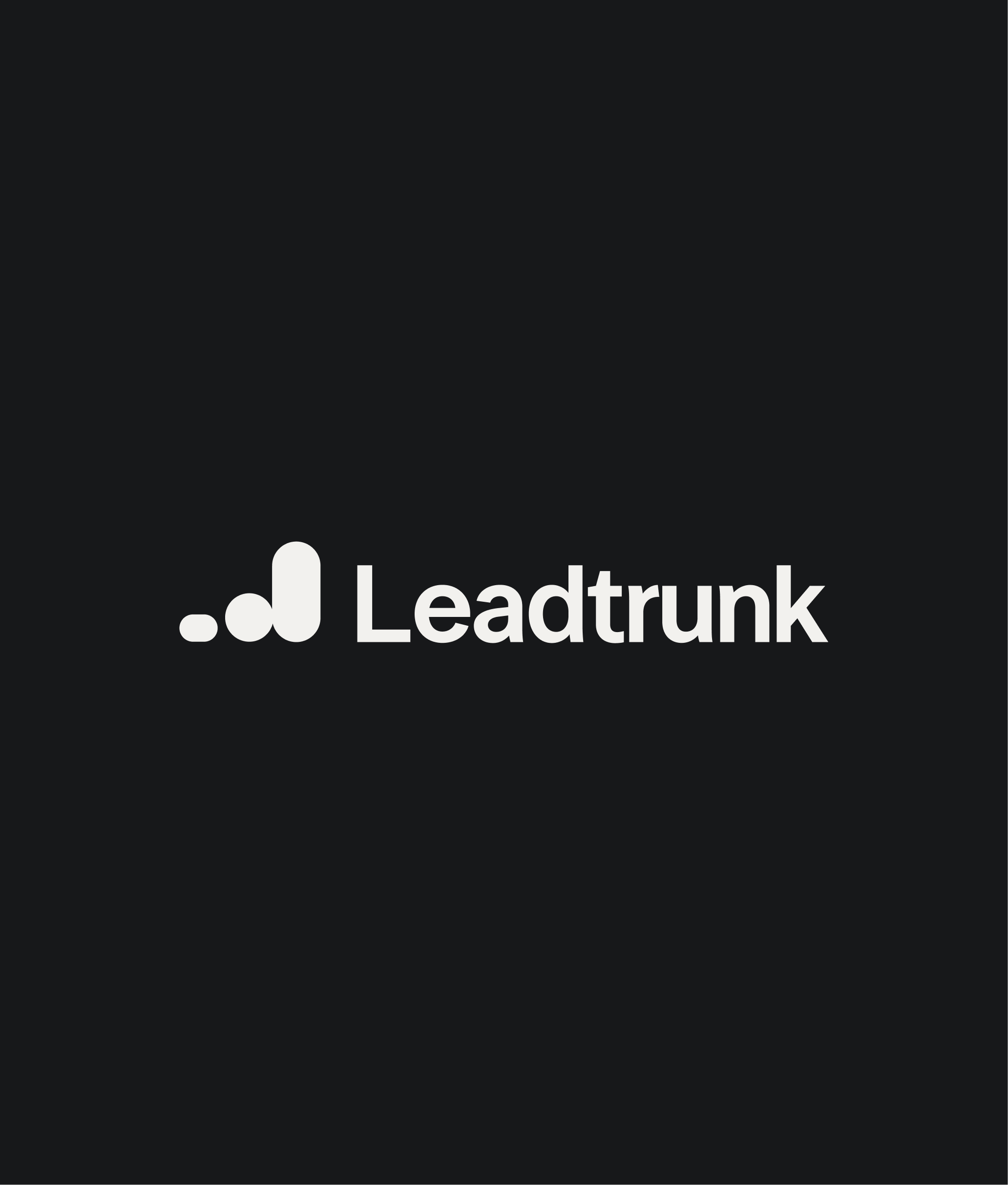 Leadtrunk brand name with abstract logo on a dark background.