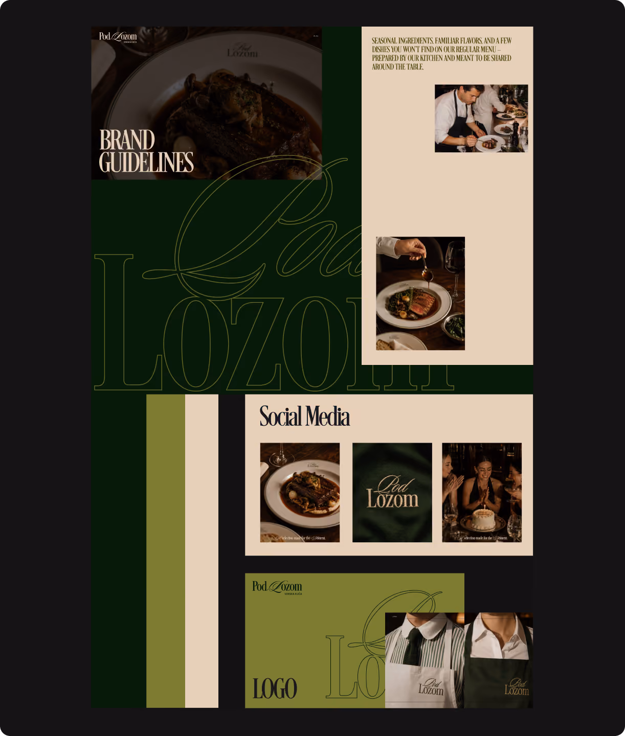 Pod Lozom brand guidelines and social media mood board.