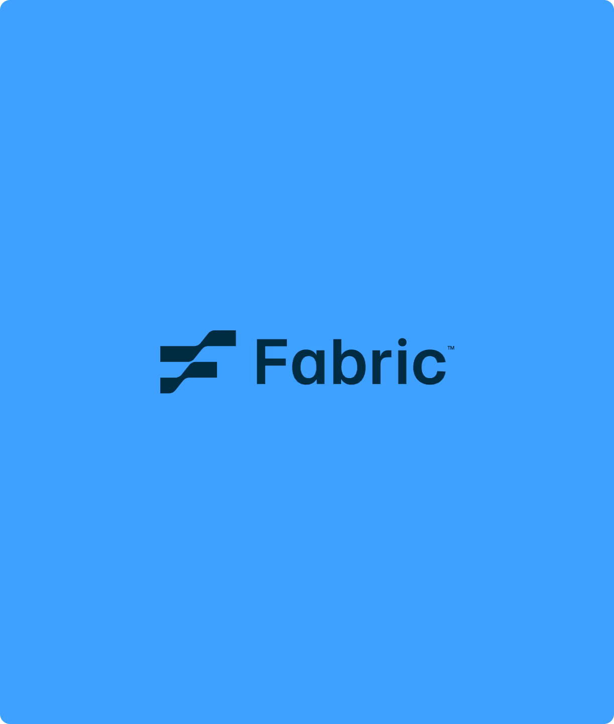 Fabric logo with a blue background