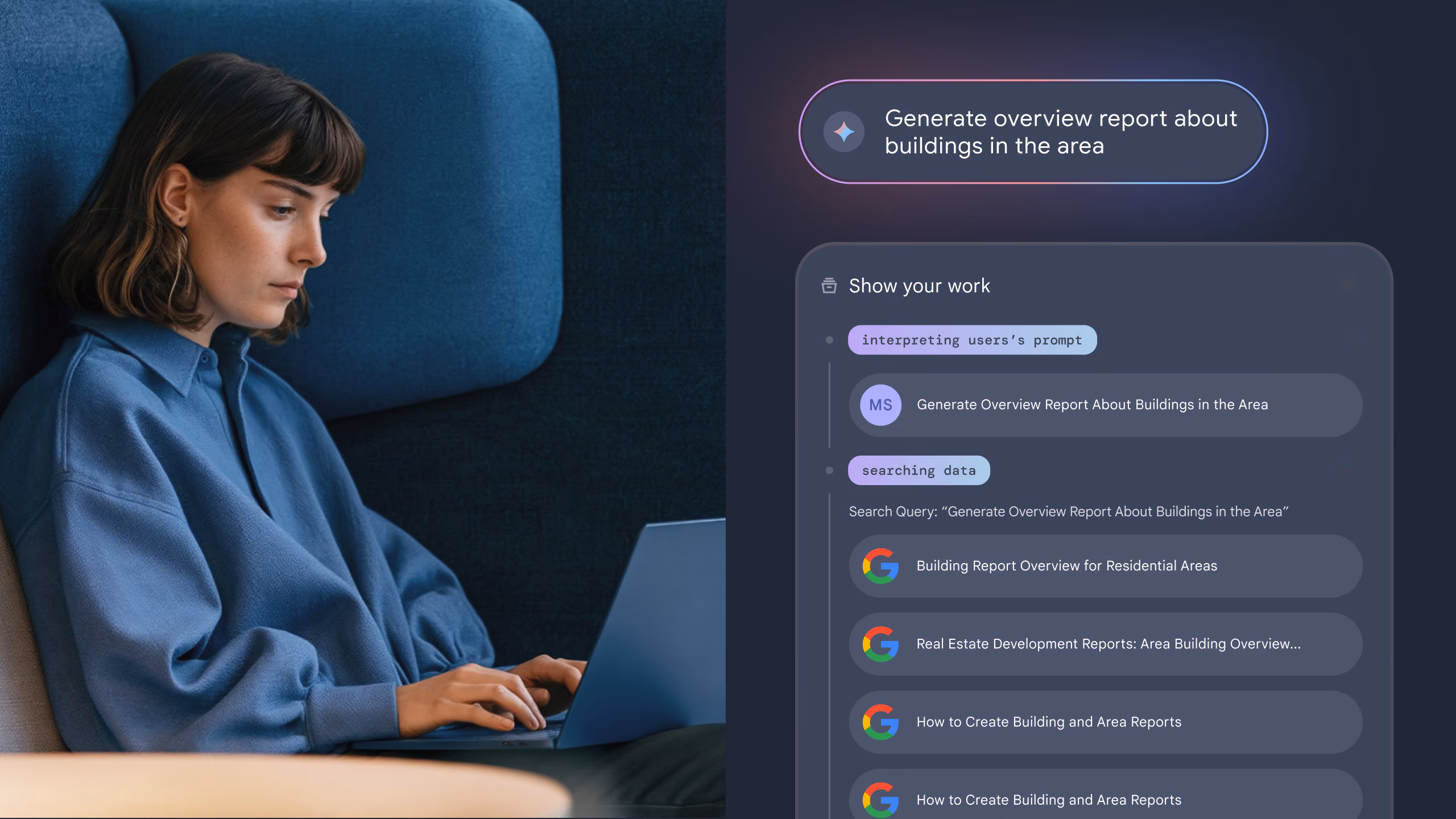 Google gNav transparent AI worklog and query results