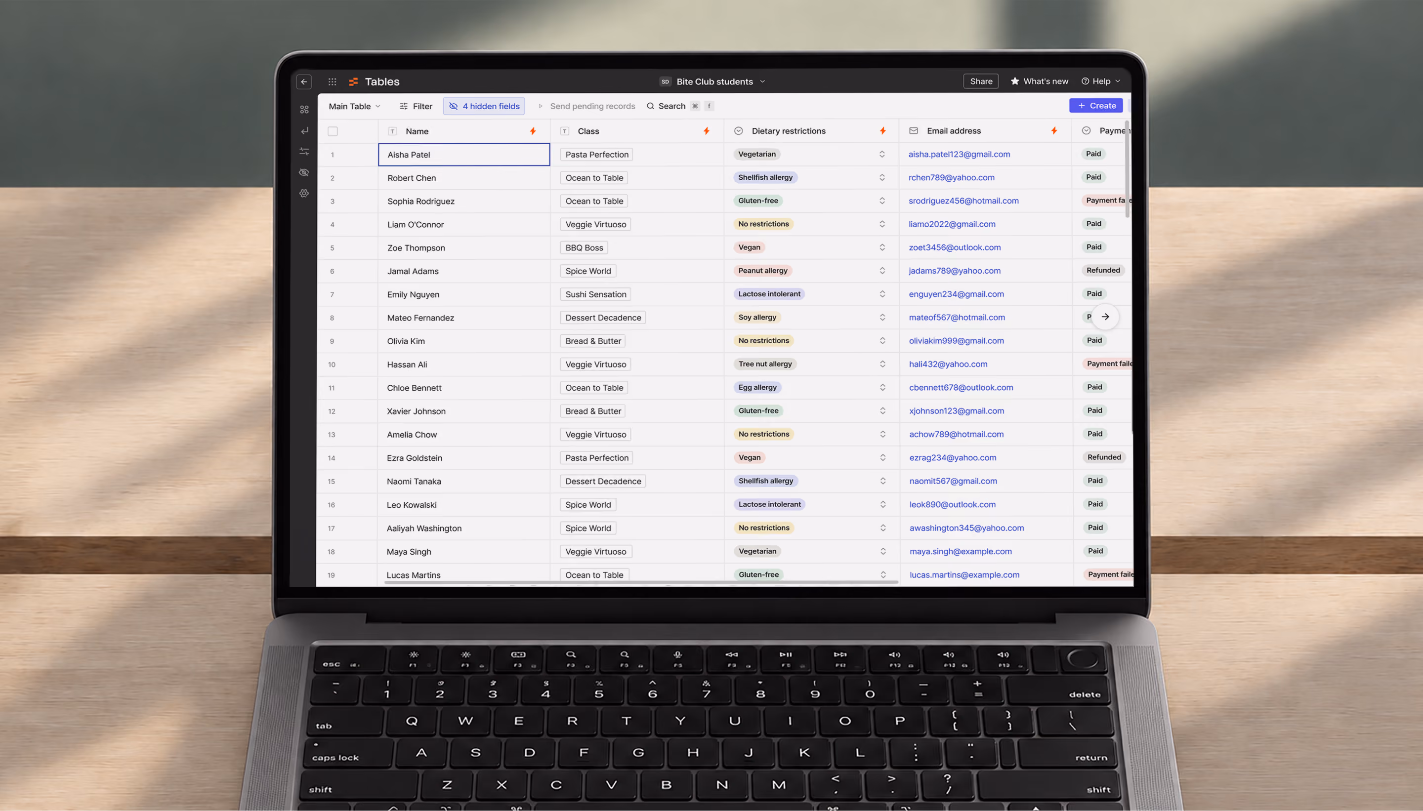 Zapier Tables displayed on a laptop