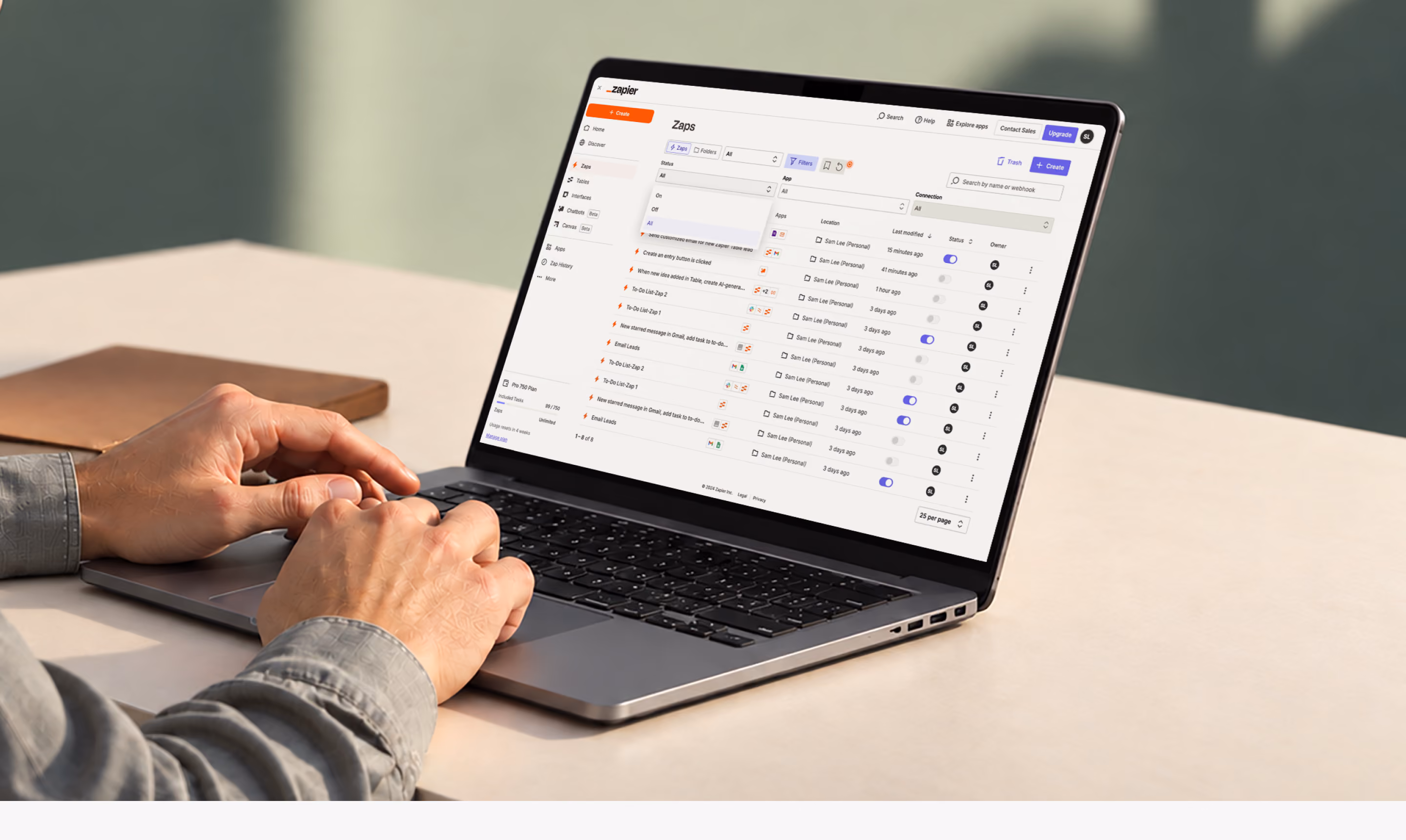 Building automations in Zapier on a laptop