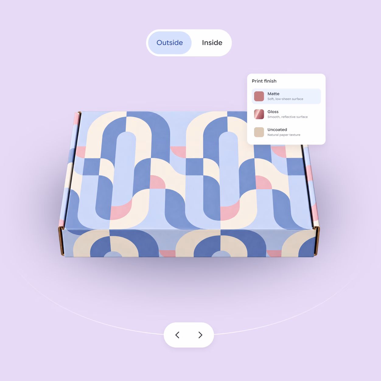 Interactive preview of a patterned Packlane box