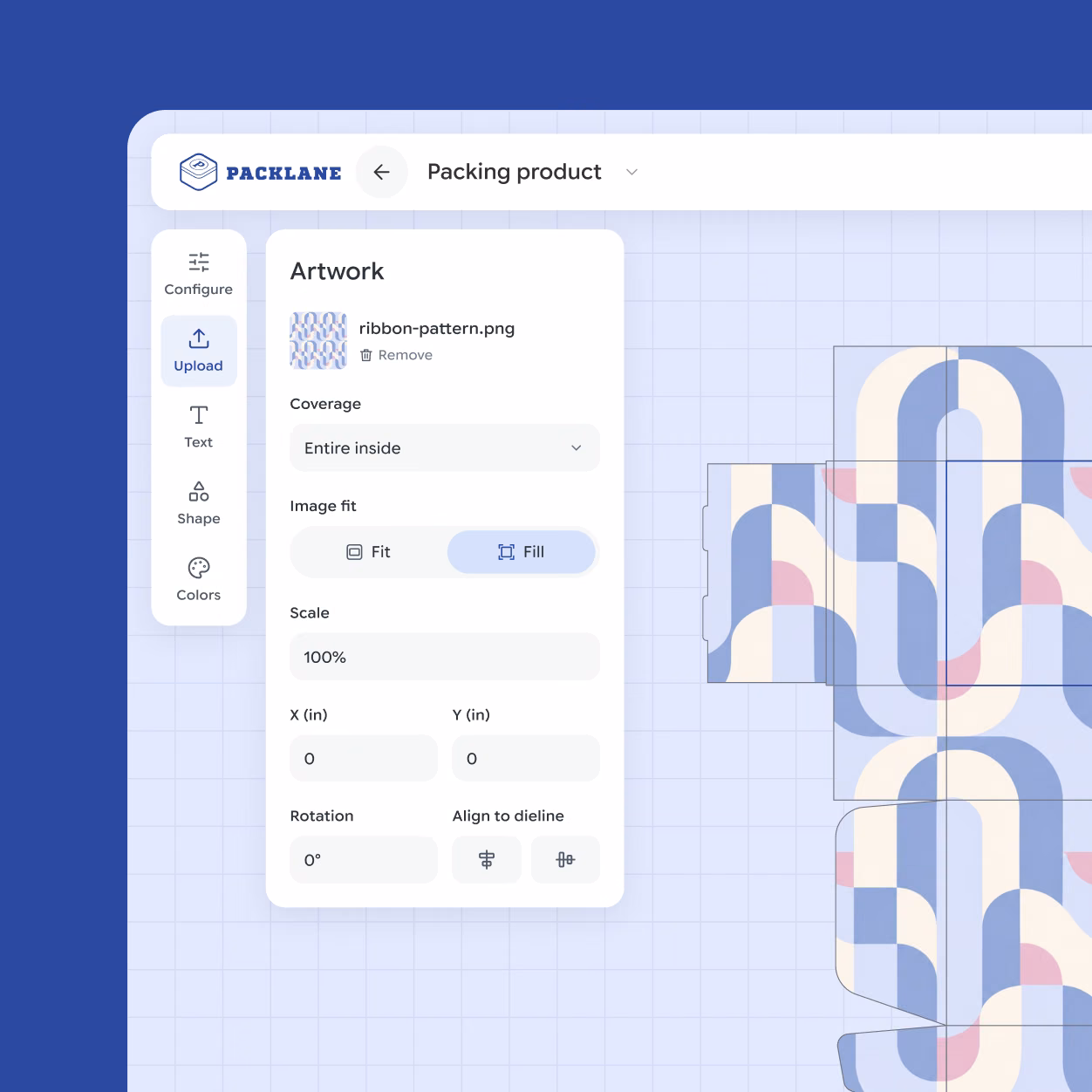Packlane artwork controls and patterned packaging design