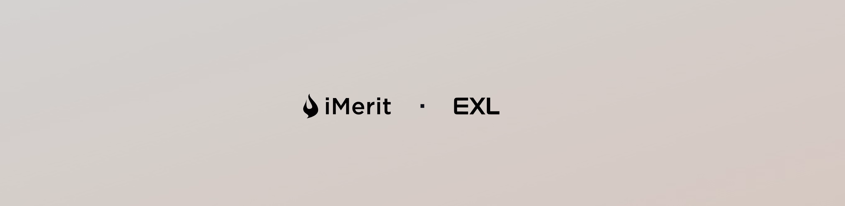iMerit and EXL logos on a muted gradient background