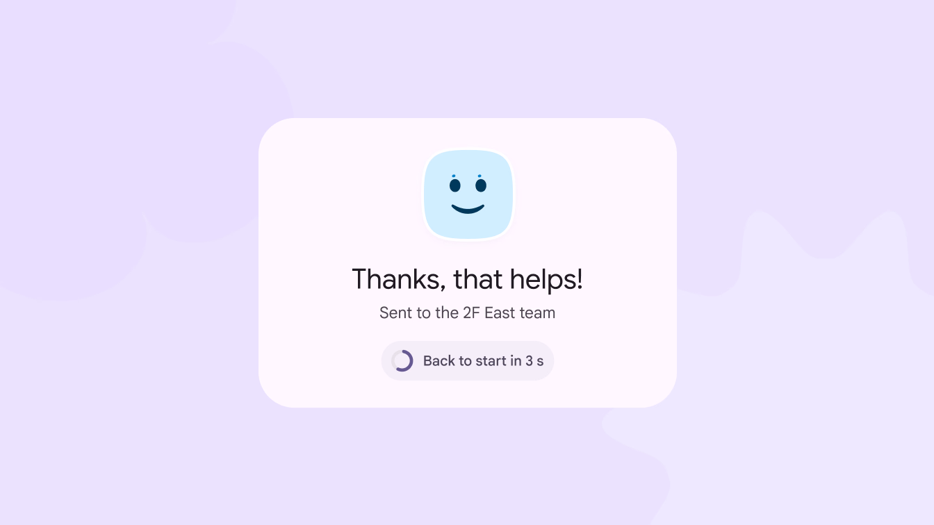 A confirmation thanks the employee for their feedback.