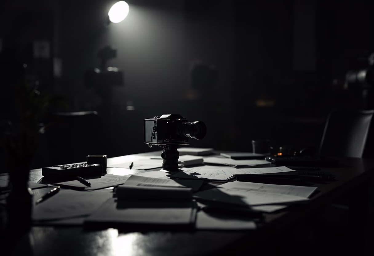 [background image] image of office workspace with desks (for a film production company)