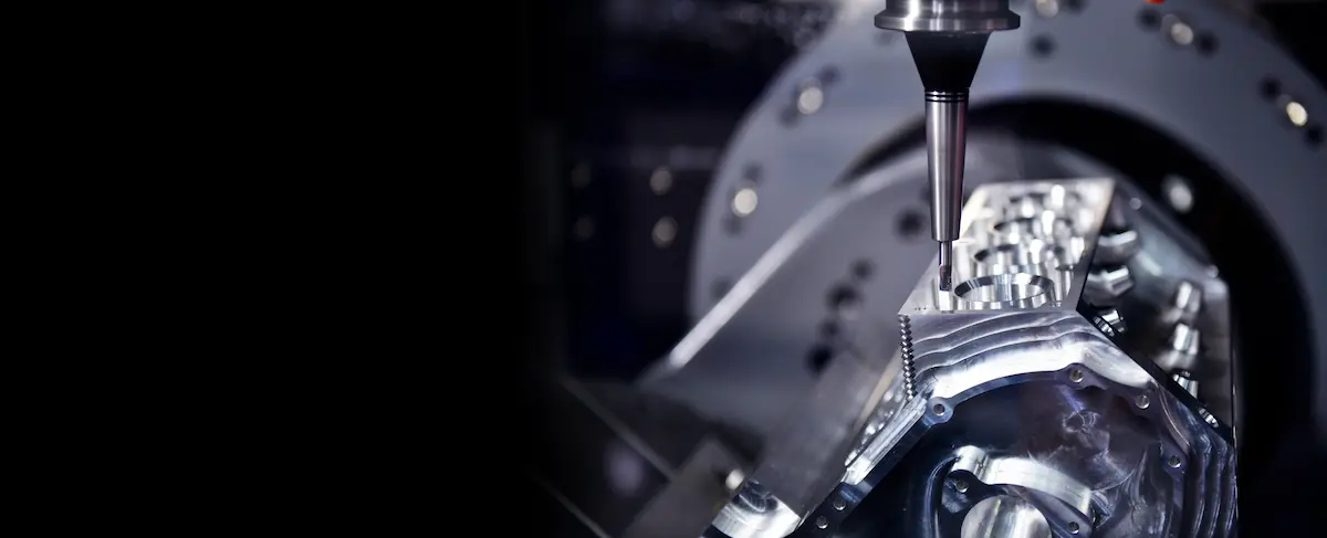 Präzisionsfräsen eines Metallteils mit CNC-Maschine im Maschinenbau.