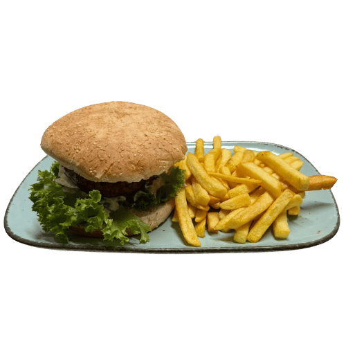 Ein Burger mit Pommes von "Das Feinste von Holländer" in Elmpt