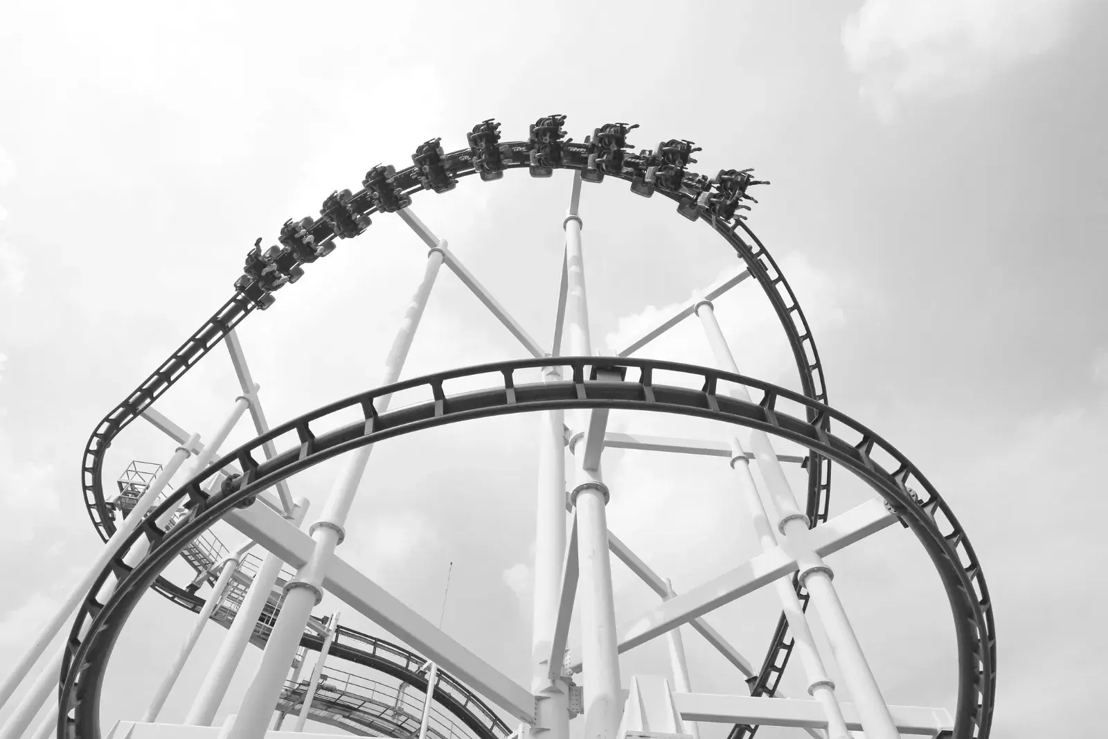 A roller coaster loop against the sky