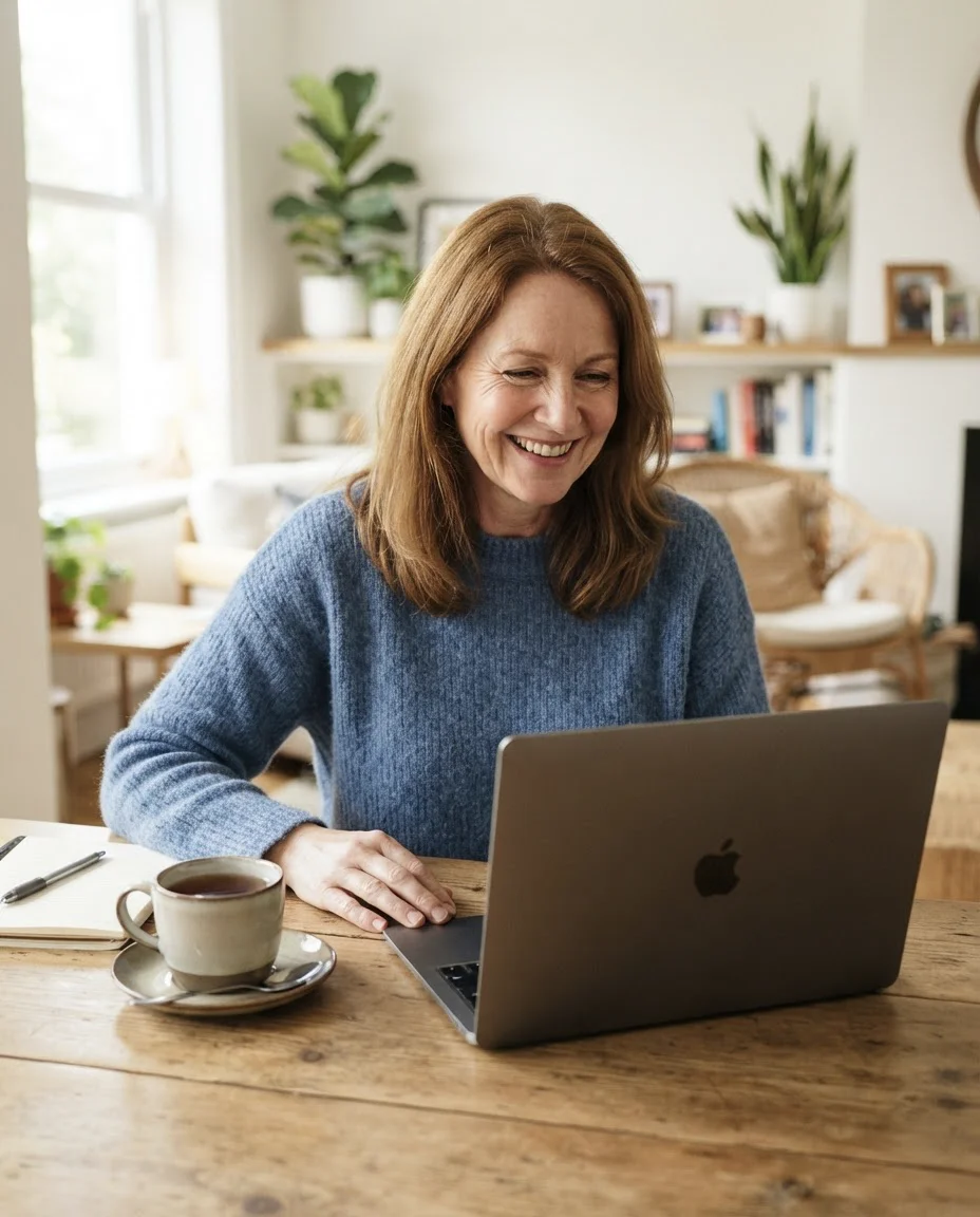 Woman on a virtual visit with her provider from home