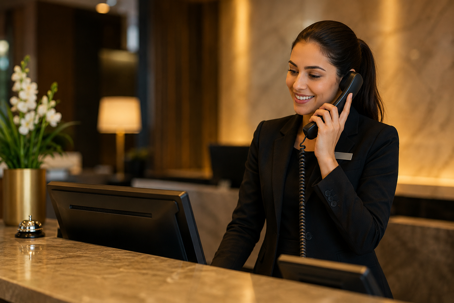 Hotel Receptionist answering phone