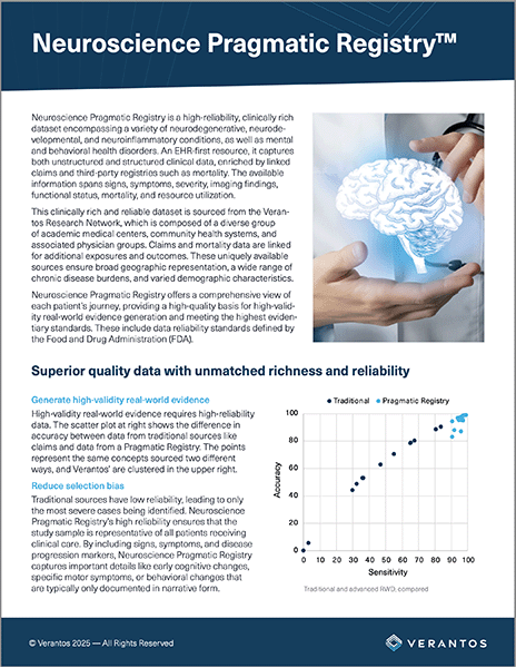 Cover of the Neuroscience Pragmatic Registry data sheet