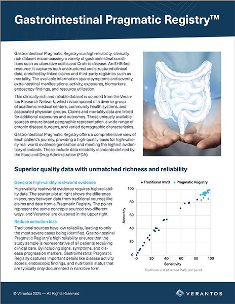 Cover of the Gastrointestinal Pragmatic Registry data sheet