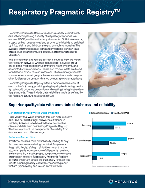 Cover of the Respiratory Pragmatic Registry data sheet