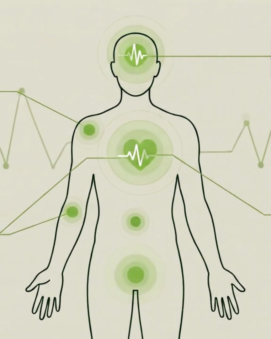 Diagram of a patient with clinical measurement points