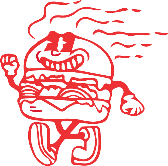 Cartoon burger mascot