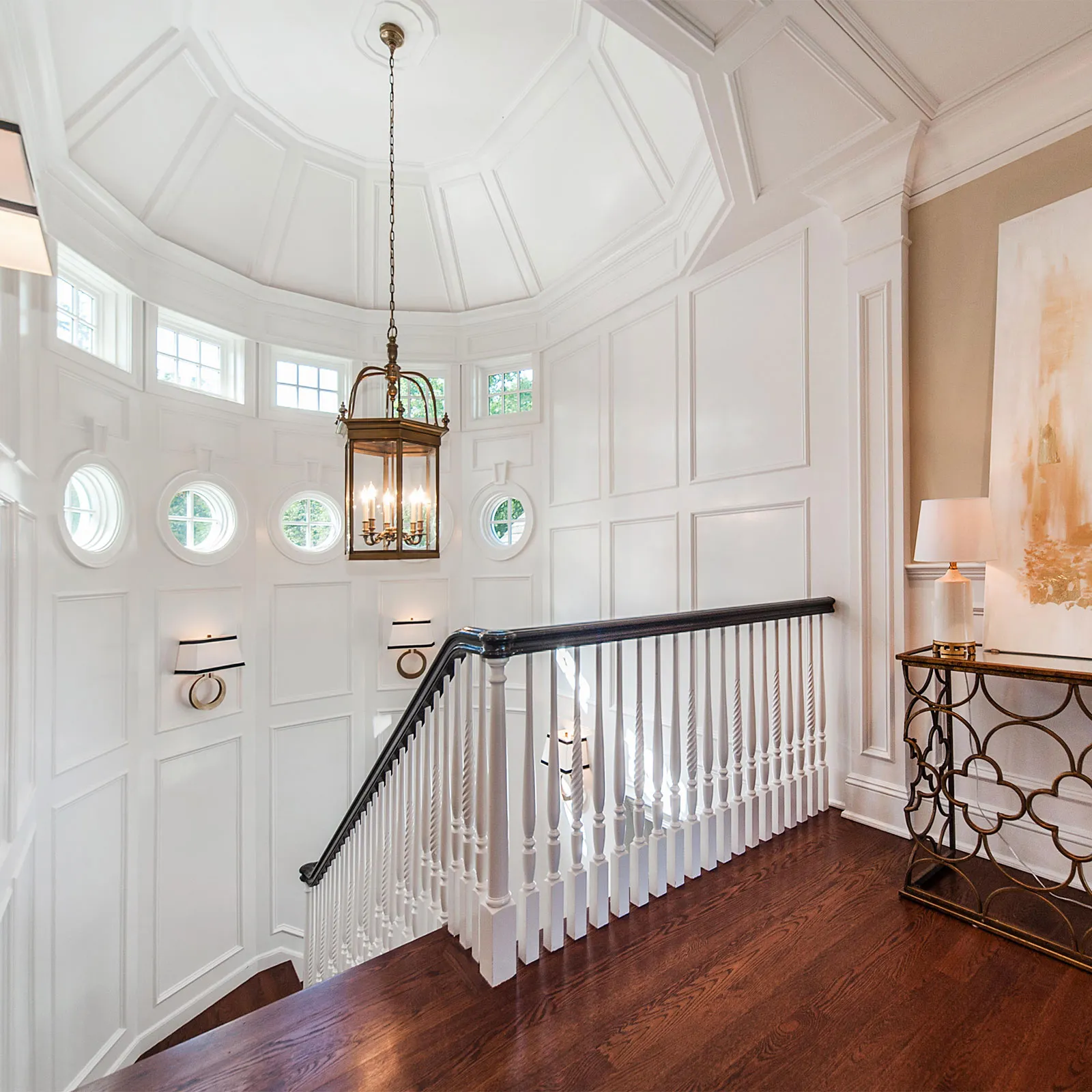 An elegant house stairwell.