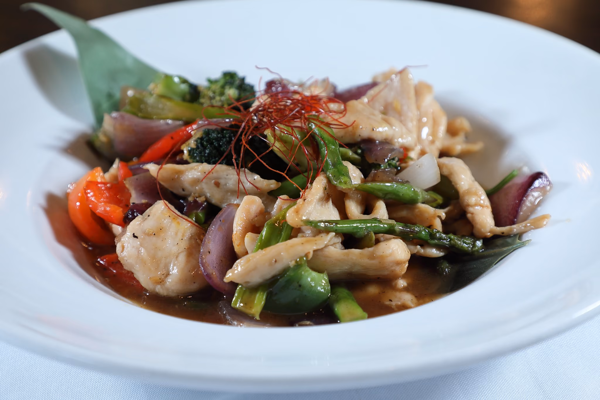 Ginger stir fry chicken food photography by Fullerton Photography.