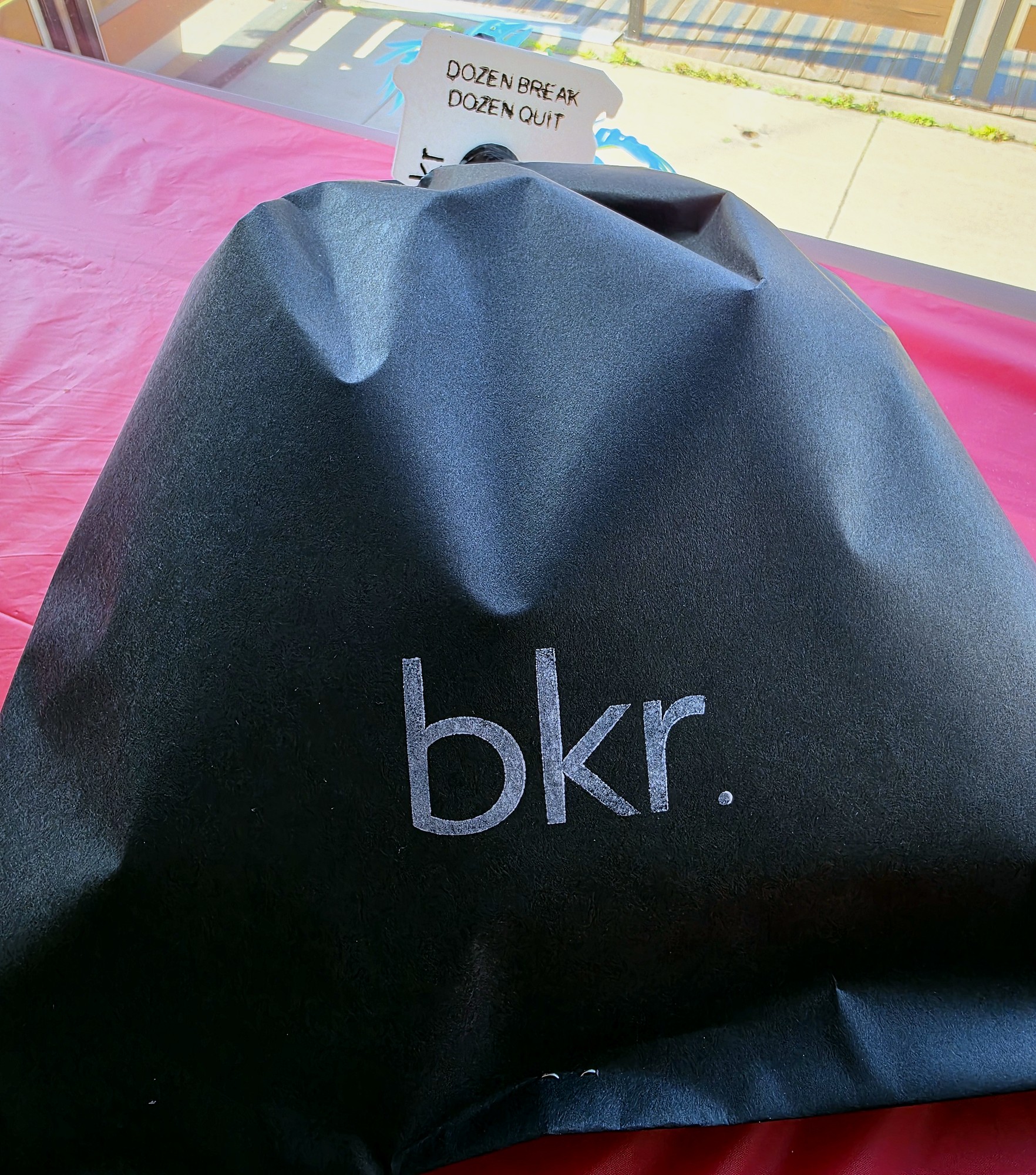 A bkr. bag packed and ready for pickup