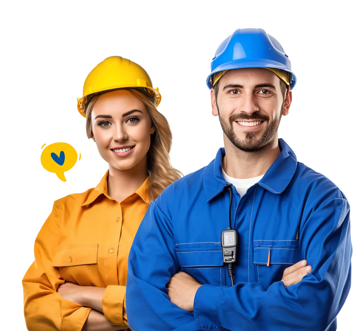 Two Crisp Restoration team members in hard hats