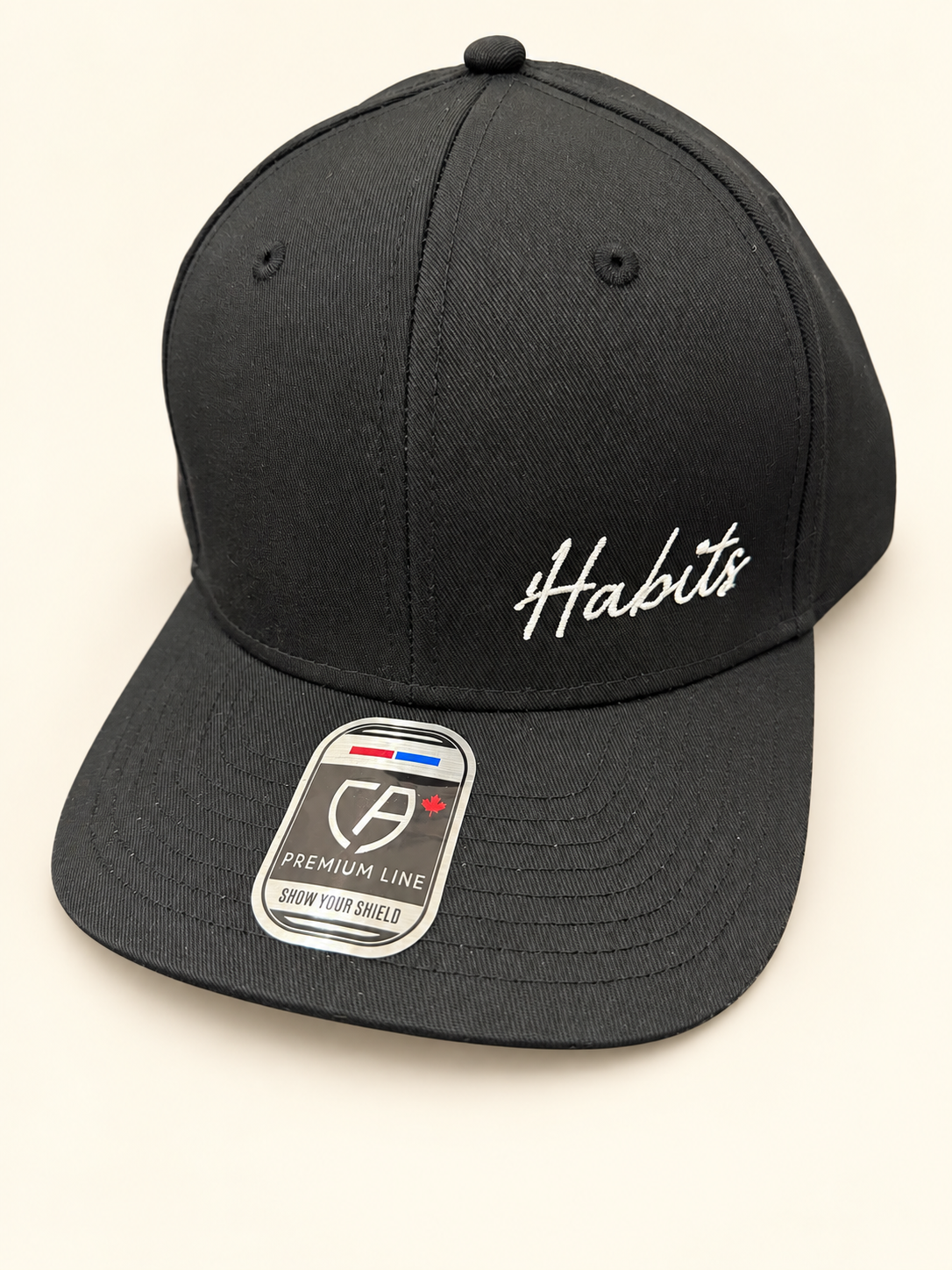 Black HABITS Signature Hat with white embroidered logo