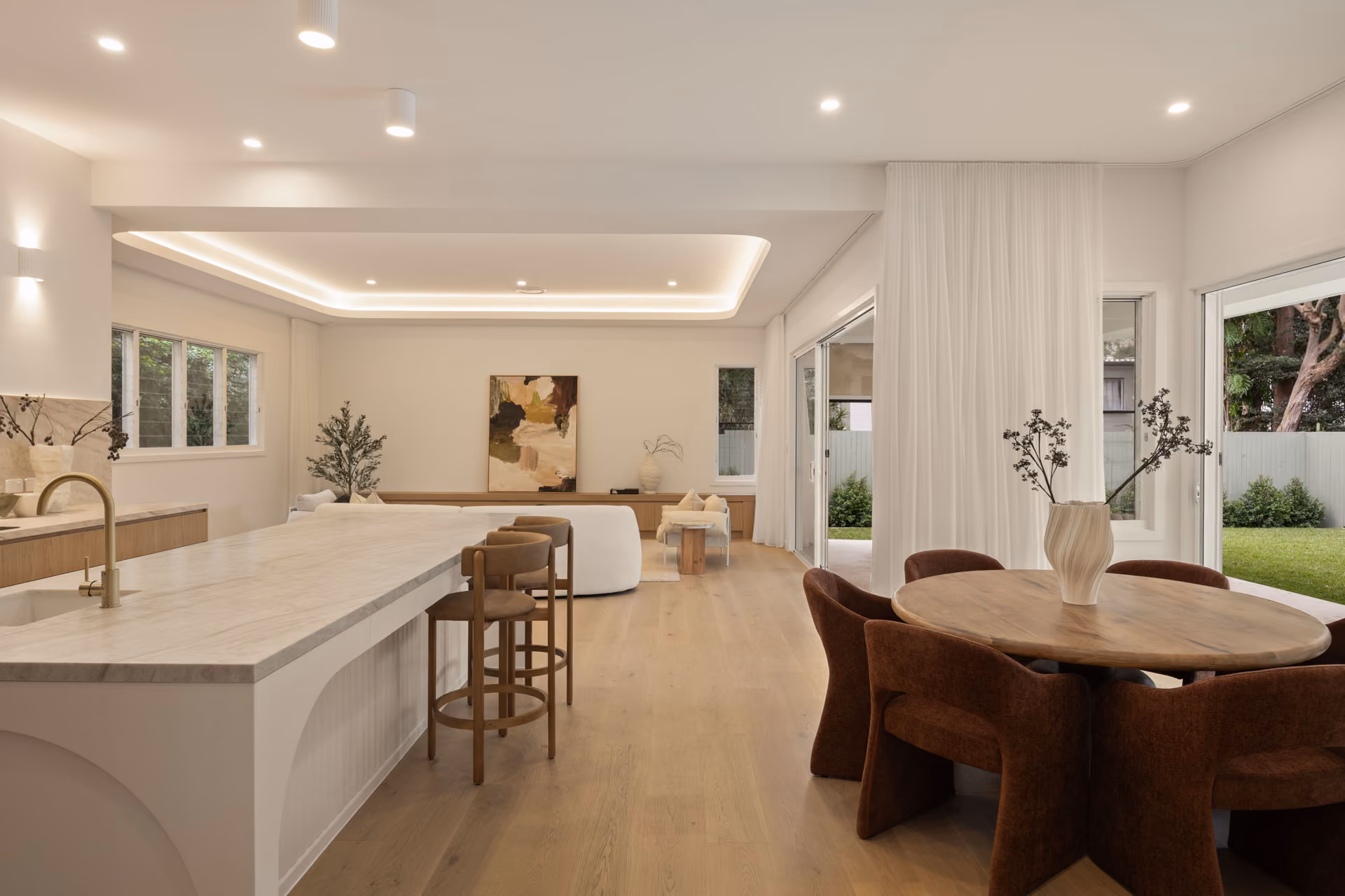 Open-plan kitchen, living and dining in a completed Kingdom Constructions home