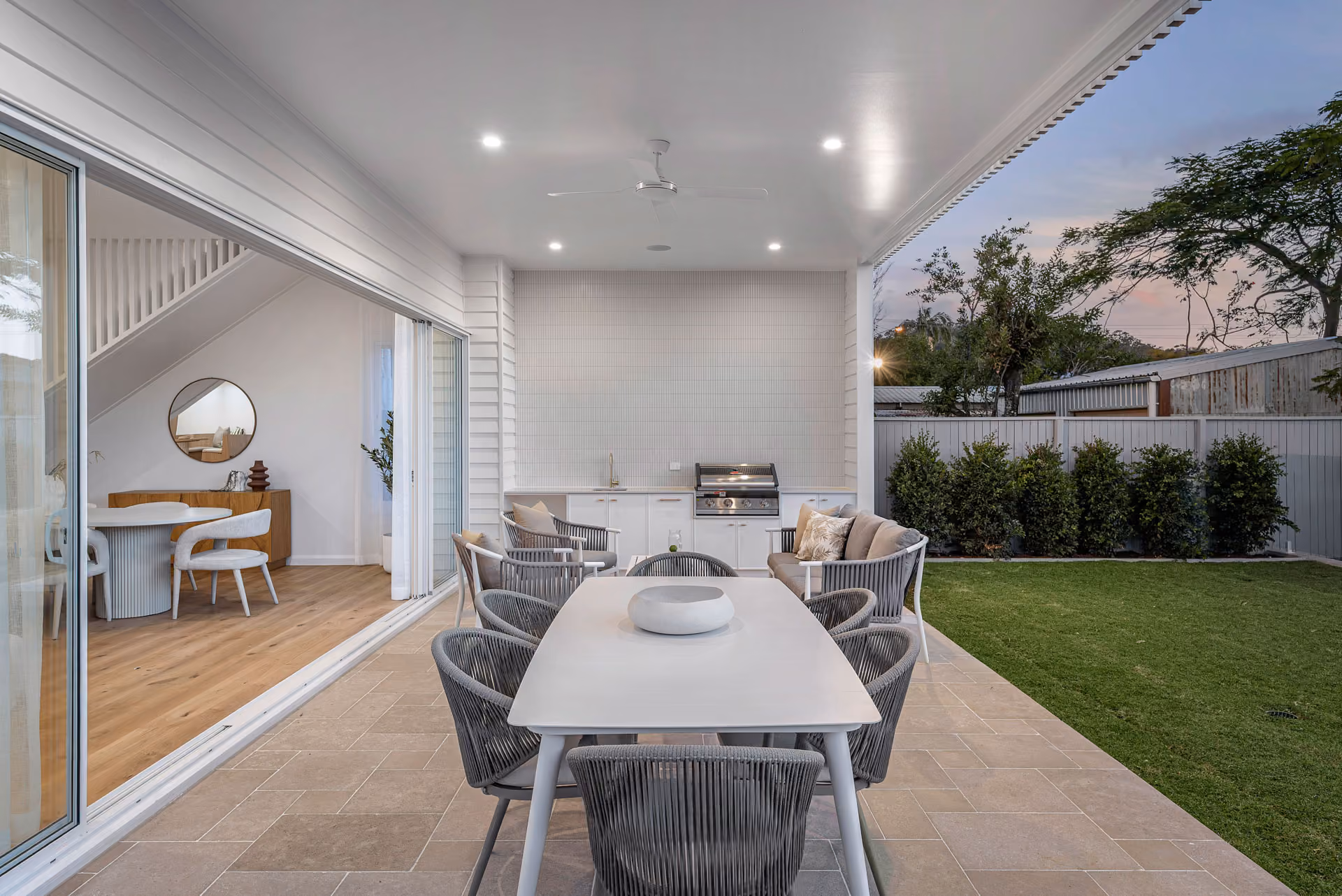 Covered outdoor dining area