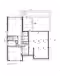 Architectural floor plan showing layout of rooms including a kitchen, bathrooms, bedrooms, and living area with labeled dimensions and door placements.