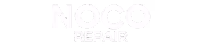 NOYO REPAIR text logo in white on black background.
