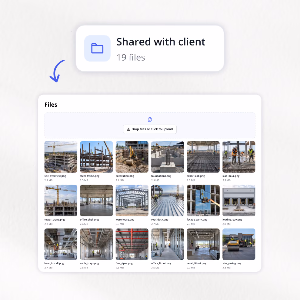 Billdr folder of project files shared with the client