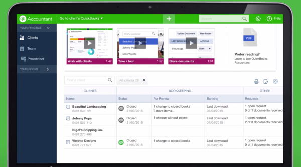 QuickBooks Online Accountant - Client Dashboard