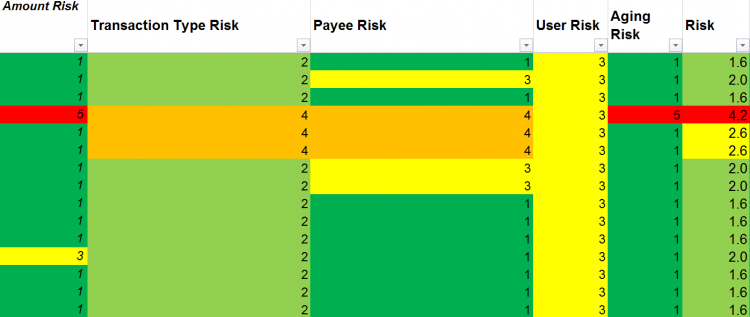 The template we use at Accodex to filter out high-risk transactions for further investigation.