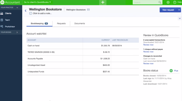 QBOA - Bookkeeping tab