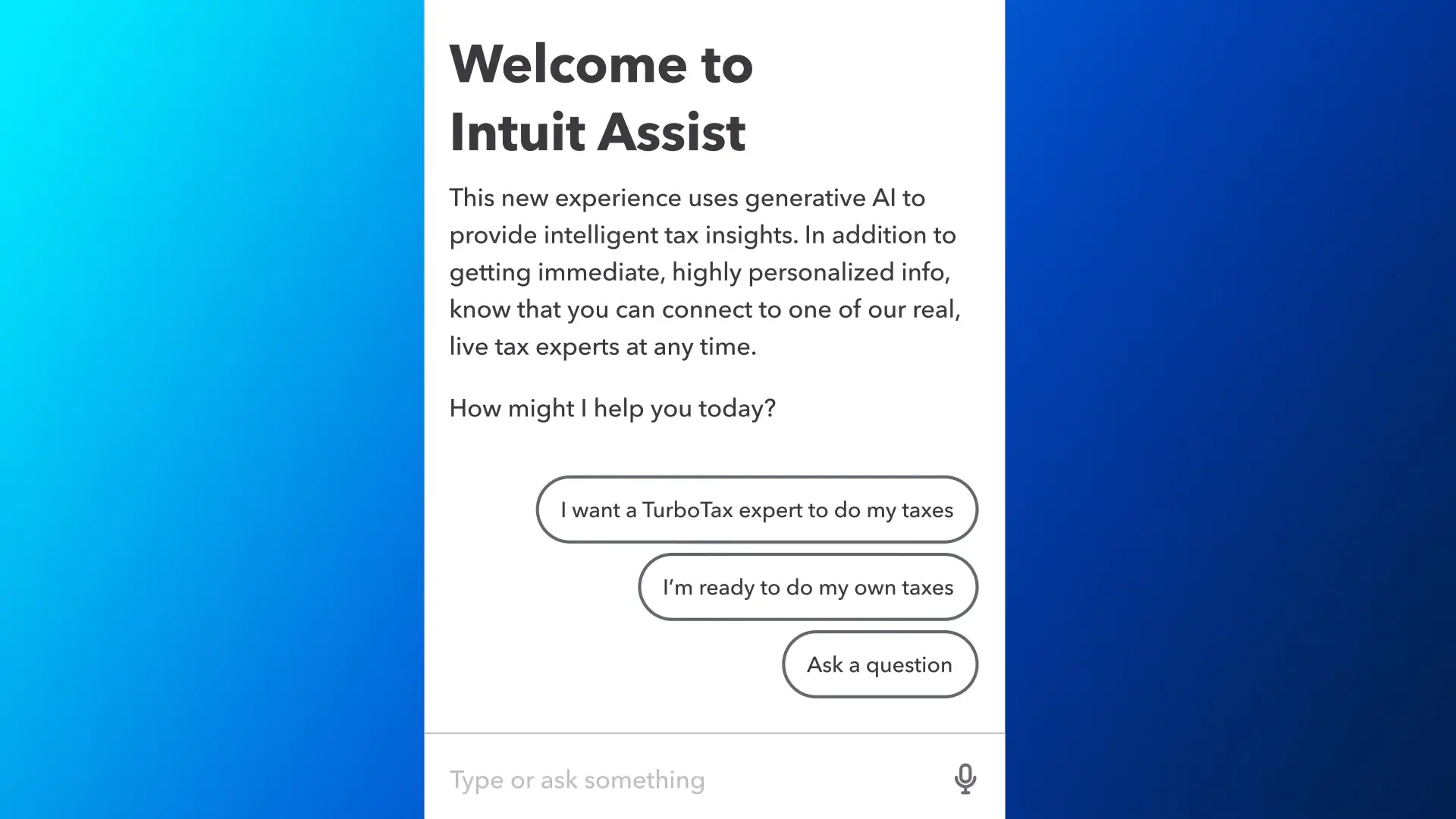 chatbox of intuit assist's chatbot