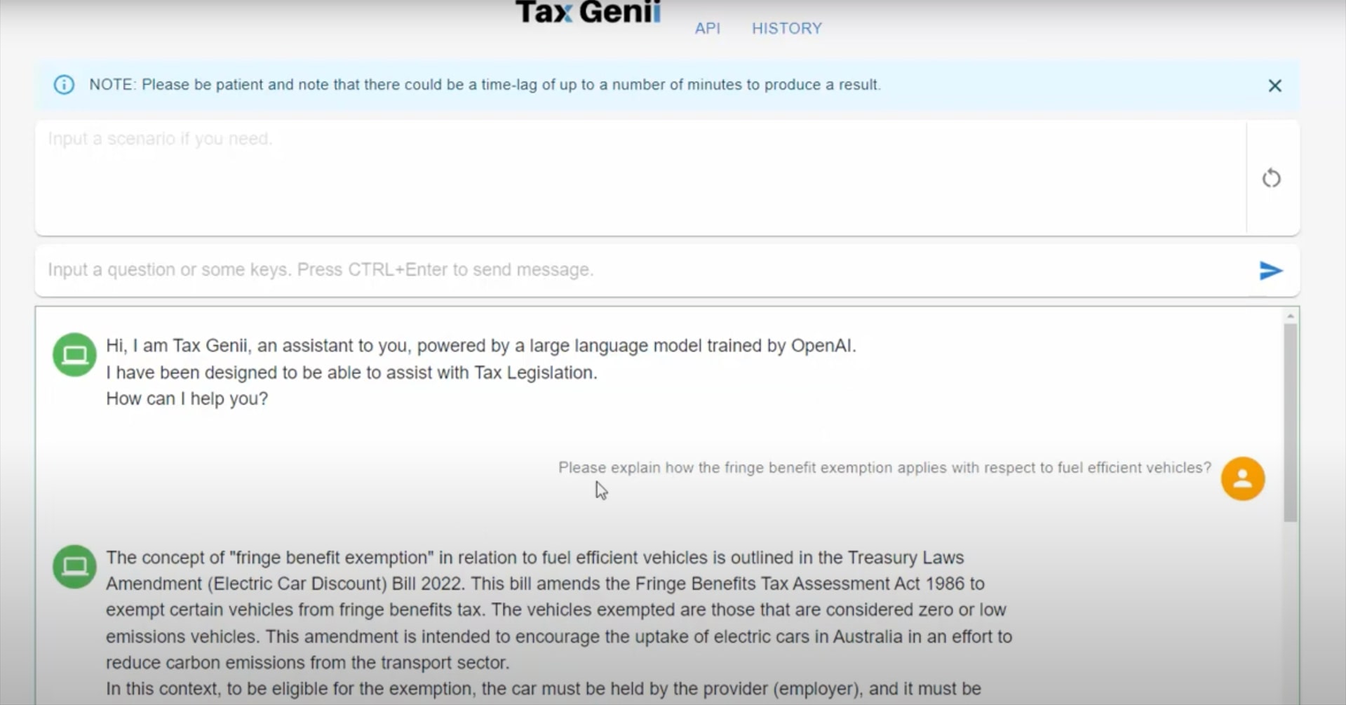 LodgeiT Tax Genii AI assistant chat box