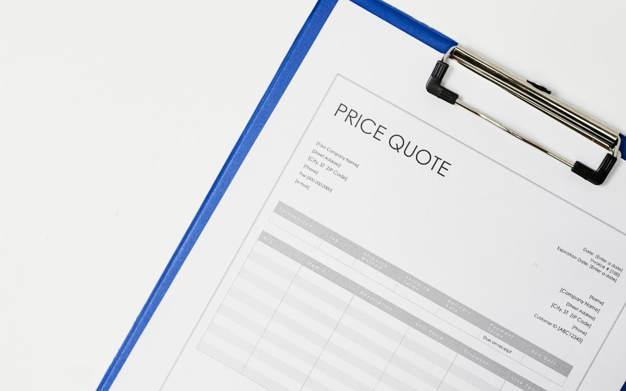 Printed sales quote.