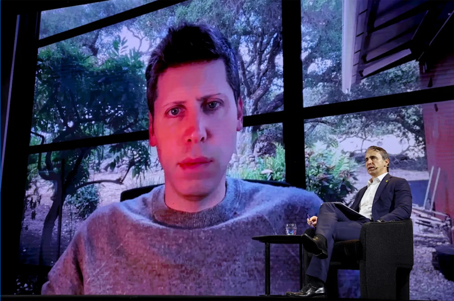 Sam Altman speaking via video link at CommBank AI client summit Sydney 2026