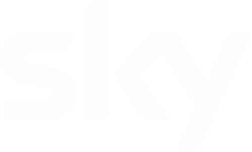 Sky-Logo in weißer Schrift auf transparentem Hintergrund.