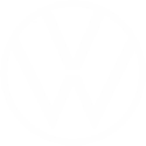 Volkswagen-Logo, stilisierte V und W Buchstaben in einem Kreis.