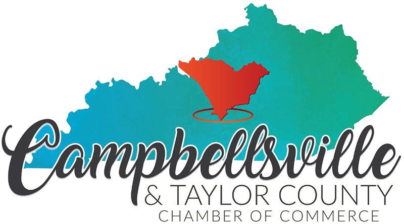 Campbellsville & Taylor County Chamber of Commerce Business of the Year 2021 award logo, featuring a map silhouette of Kentucky.