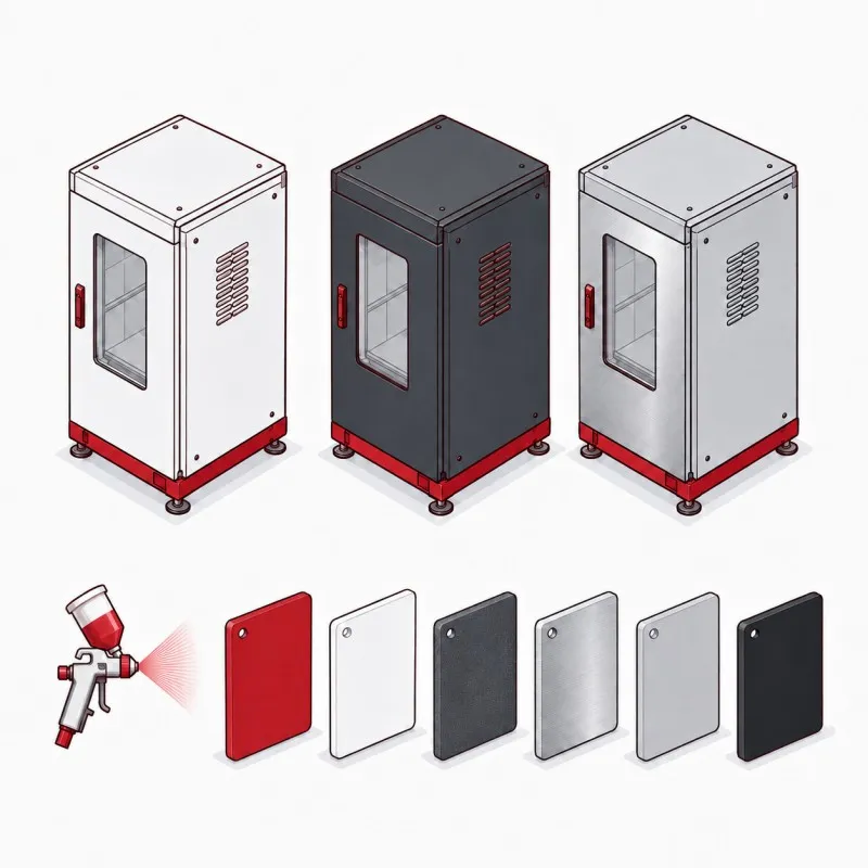 Equipment CMF illustration with coordinated colors, materials and finishes